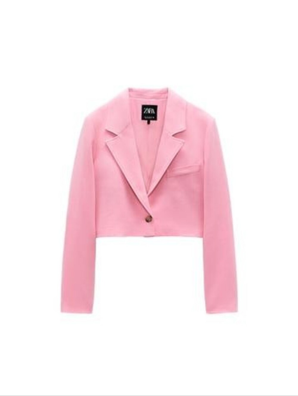 Zara Pink Cropped Linen Blend Blazer Jacket XS